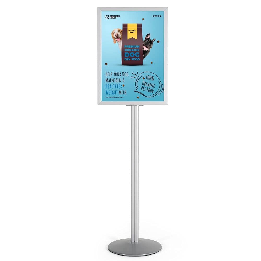 Soporte para carteles, DIN A1/A2, disponible en los colores negro y plateado (plata, DIN A2)