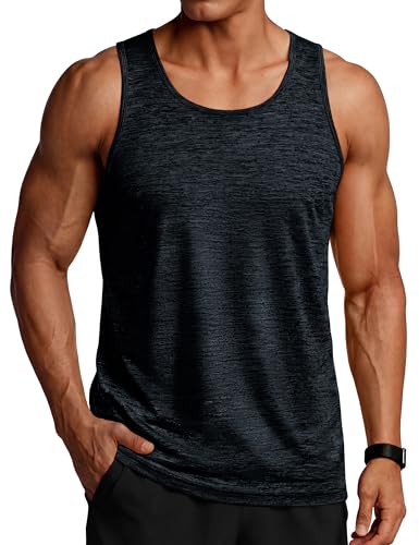 TACVASEN Men's Workout Tank Top – Dry‑Fit Sleeveless Gym & Fitness Muscle Shirt – Black, XL
