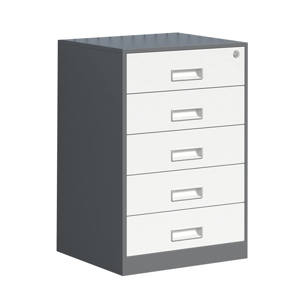 ASerZenith Lockable Steel Pedestal Filing Cabinet For Home Office 5 Drawers Freestanding Design Stylish And Secure Storage Solution,Stlye2-39 * 44 * 65Cm