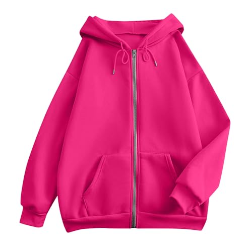OIOLOYJM Zipper Hoodies for Women Long Sleeve Oversized Sweatshirts Y2k Drawstring Soft Jacket 2025 Fall Fashion with Pockets