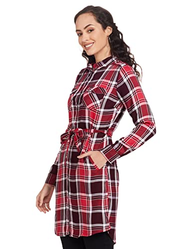 Image of Max Women Checked Tie-Up Waist Shirt Tunic