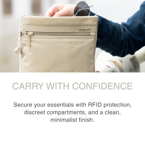 Image of Hedgren LEONCE Crossbody Bag - RFID Protection, Zip Lock, Pen & Slip Pockets, Water-Repellent, 0.92L - Sepia