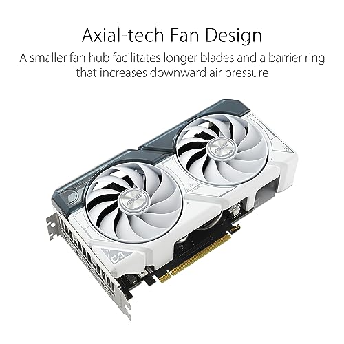 ASUS Dual GeForce RTX™ 4060 OC White Edition 8GB GDDR6 (PCIe 4.0, 8GB GDDR6, DLSS 3, HDMI 2.1a, DisplayPort 1.4a, 2.5-Slot Design, Axial-tech Fan Design, 0dB Technology, and More) - Image 6