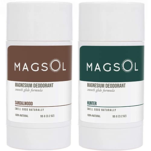 Magsol Natural Deodorant For Men & Women - Mens Deodorant With Magnesium - Perfect For Ultra Sensitive Skin, Aluminum Free Deodorant For Women, Baking Soda Free (2 Pack Bundle: Sandalwood & Hunter) #TOP9