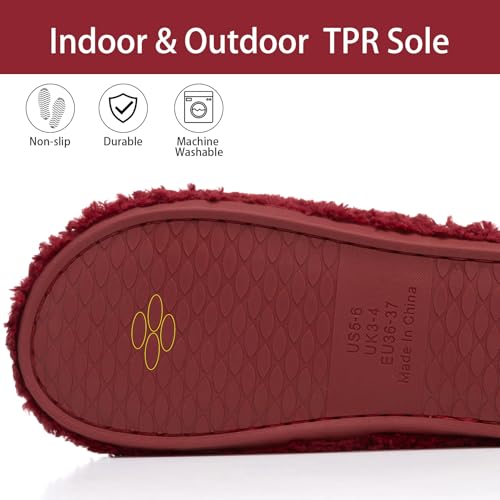 Image of GOEWY Fuzzy Open Toe Slippers for Women Indoor Cozy Memory Foam Slip On House Slides Shoes Gifts for Womens Her Mom