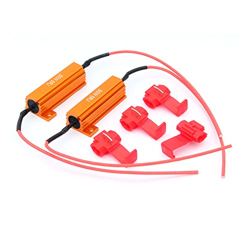 YIXISI 2 Pezzi 50W 6Ohm Resistenze Di Carico A LED, Resistenza Di Carico Del Faro Antinebbia Decoder, Con 4 Quick Wire Clip, Per Indicatori Di