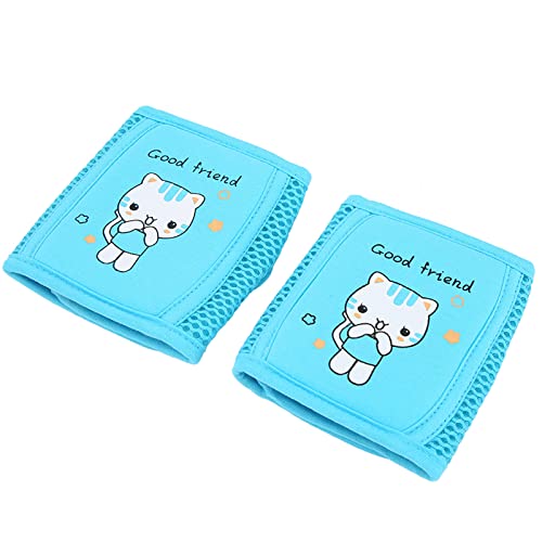 Baby Toddler Knee Pads, Cartoon Pattern Breathable Fabric, Multiple Colors Available for Crawling Toddling (blue kitten)