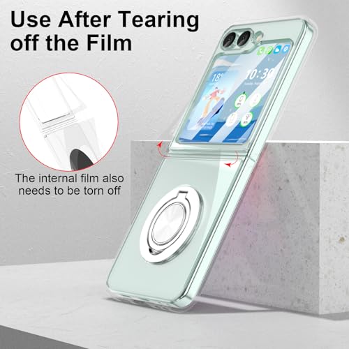 Designed for Galaxy Z Flip 7 FE/ 6 Case with Ring Kickstand (Work with Magnetic Car Mount) Compatible with Samsung Flip 6 Sim Protective Phone Case Clear Cover for Z Flip 6 5G - Clear - image 2