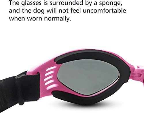 Pedomus Dog Goggles Dog Sunglasses Small Adjustable Strap For Uv Sunglasses Waterproof Protection For Dogs (Pink) #TOP2