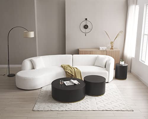 Deep Seat Cloud Curved Sofa with Left Hand Facing Chaise Lounge, 126.37