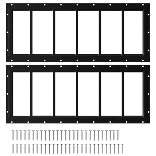 NeatiEase 2 Pack Shed Windows 10x35 Transom Window Fixed Design with Tempered Glass for Playhouses Sheds Garage and Chicken Coops (Black)