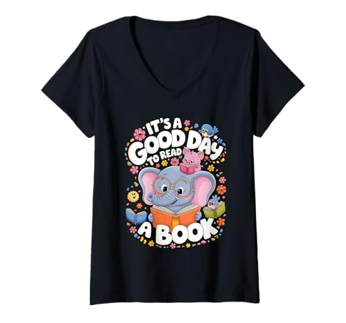 Mujer Books Lovers It's A Good Day To Read A Book Kids Women Men Camiseta Cuello V