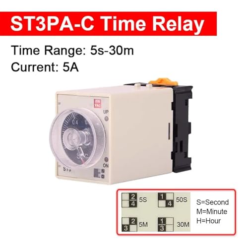 Relé temporizador ST3PA-A AC 110V con base para control de retardo 2