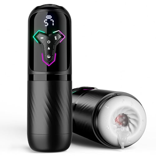 Heating Male Masturbator Penis Pump, Upgrade 5 in 1 Male Sex Toys for Men with 10 Vibrating&Licking 7 Thrusting&5 Sucking Modes, Adult Sex Toy Machines Devices Pocket Pussy Sex Toys-S&M Floggers