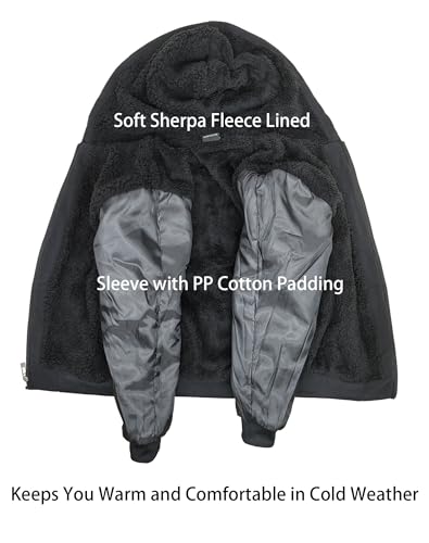 Men’s Zip Up Hoodie Sherpa Fleece Lined Fashion Drawstring Warm Sweatshirts Essential Jacket Coat4
