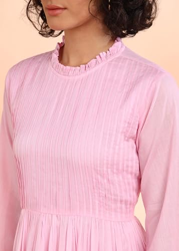 Image of Maaesa Women Embroidered Cotton Flared Dress