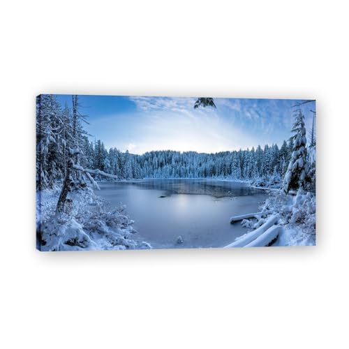 Tableau décoration moderne salon paysage de montagnes de forêt d'hiver 42 toile nature 40x72cm
