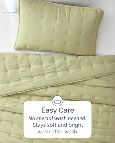 Image of Quilts Twin Size - Bedspread for Twin Size - Lightweight Comforter Set - Quilt Bedding Set for All-Seasons - Ultra Soft, Breathable & Comfy - Summer Coverlet with 1 Pillow Sham - 68 inch x 86 inch, Sage Green