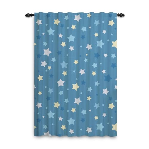 ggaimwf Cortinas de Estrellas para Dormitorio Infantil Patrón de Estrellas Azules Galaxy Cortinas para Puertas y Ventanas para bebés Sala de Juegos guardería Separador de ambientes 117x175cm 1 Panel