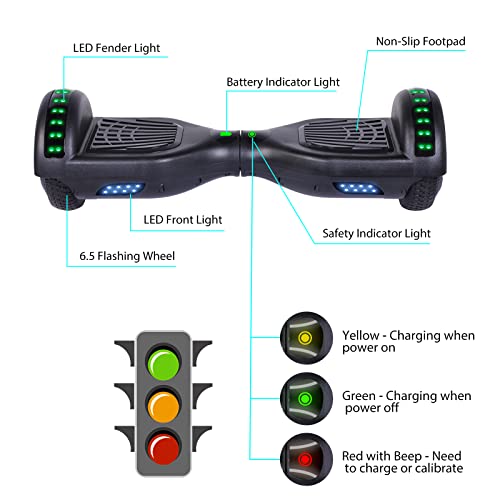 Epctek Hoverboard,6.5" Two-Wheel Self-Balancing Hover Board With Bluetooth Speakers And Fashion Led Lights For Kids #TOP2