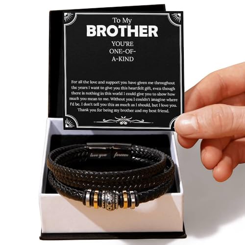 Image of To My Brother Bracelet, Bracelet for Brother from Sister, Gifts from Mom and Dad, Birthday Gift with Message Card and Box