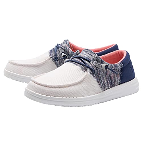 Image of HEYDUDE Women's Wendy Sox Funk Navy Size 8 | Women's Shoes | Women's Lace Up Loafers | Comfortable & Light-Weight