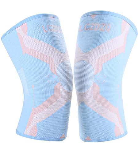 LCZDZQ Knee Braces 2-Pack - Compression Sleeves for Men & Women, Knee Pain Relief for Arthritis, Meniscus Tear, Running, Gym, Basketball - Blue L(Check Sizing)