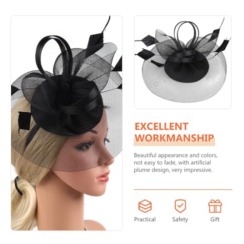 قبعات فاسيناتور للنساء من ازوني، غطاء راس لحفلات الشاي مع شريط راس ومشبك شعر لحفلات الزفاف والهالوين والكنيسة ومناسبات ديربي، حجاب اسود للنساء