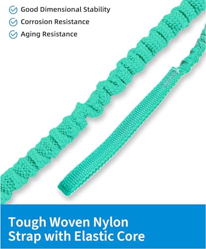 Image of Kayak Paddle Leash with D-Ring Stretchable Bungee Strap Lanyard Rope for SUP Kayaking Boating Canoeing Fishing Pole Rod 4-7 Feet Teal 2 Pack