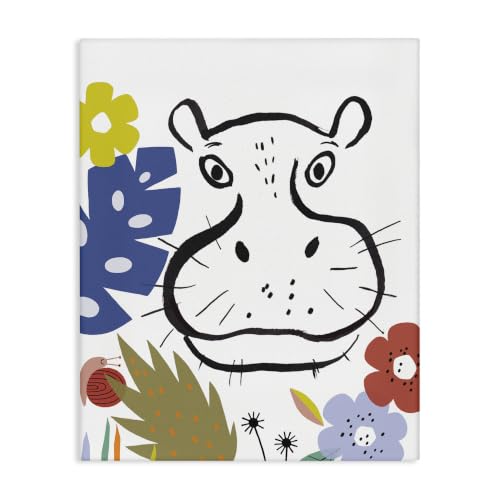 Stupell Industries Hippopotamus Botanical Jungle Drawing Safari Portrait, Design by Abi Hall, 24 x 30