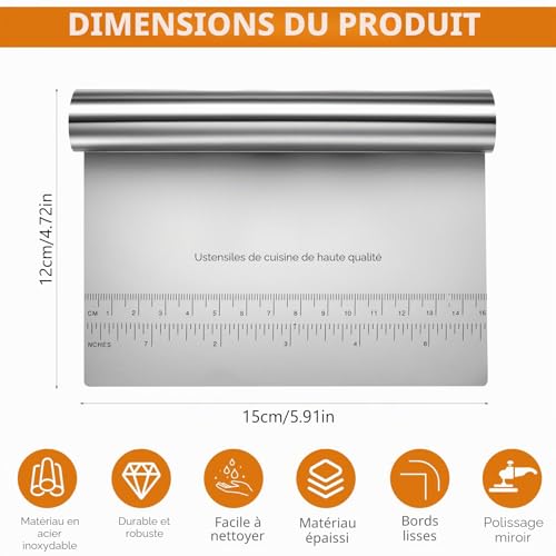 2 Grattoirs Inox 15x12 cm avec double graduation McBlast – Image 2