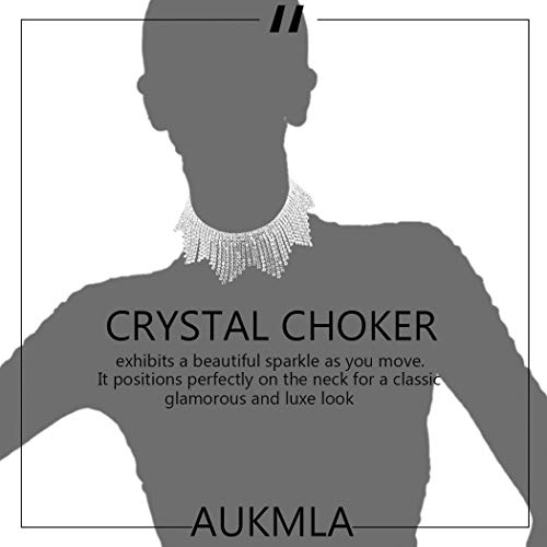 Aukmla Vintage 1980S Tassel Fringe Chain Crystal Rhinestone Choker Dainty Diamond Necklace Wedding Party Prom Jewelry For Women And Girls #TOP6