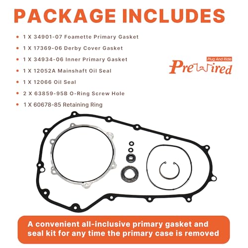 Prewired Primary Cover Gasket Seal Kit for Harley 2007-2016 Twin Cam Touring Electra Glide FLHT, Road Glide FLTR, Street Glide FLHX, Road King FLHR, 7 PCS by Prewired - Image 3