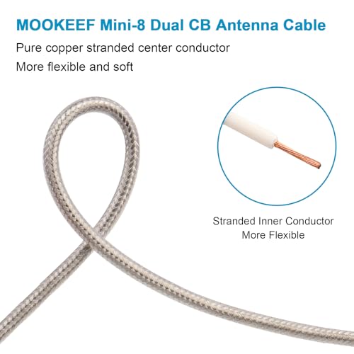 Cable coaxial de antena CB dual de baja pérdida RG8X Mookeerf con 3 conectores PL-259 5