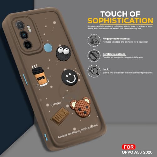 Image of AESTMO Back Case Cover for Oppo A53 2020 Cover | Cute Fun Cartoon 3D Ball | Coffee Silicone Case | Full Body Protection | Camera Protection Back Cover for Oppo A53 2020 (Brown)