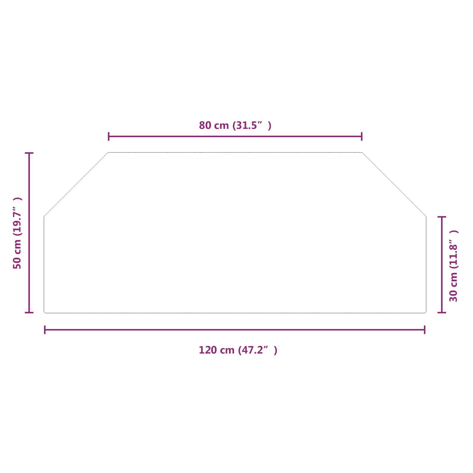 Kaminbodenplatte 120 x 50 cm aus gehärtetem Glas - Funkenschutzplatte für Ofen und Kamin - Bodenschutzplatte transparent