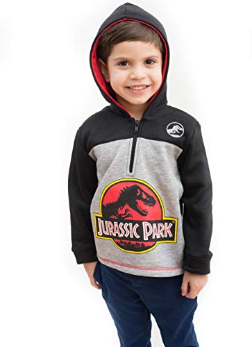 Jurassic Park Dinosaur Little Boys' Fleece Hoodie Pullover Sweatshirt W Zipper (Black/Grey, 8) #TOP3