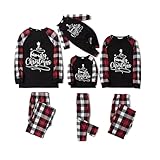 Pijamas de Navidad familiares a juego, pijamas de Navidad con ciervos cálidos y modernos para parejas, pijamas a juego para mamá e hijo, pijamas de Navidad para la familia, Negro, L