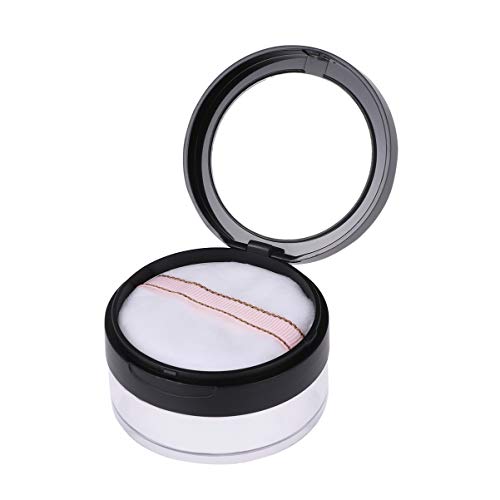 FRCOLOR Empty Loose Powder Container Reusable Plastic Makeup Powder Case Loose Powder Jar with Mirror,Sifter Lid and Powder Puff(Black)