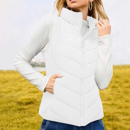 Active Womens Quilted Vest Winter Warm Down Puffer Vest Casual Running Stand Collar Lightweight Zip Padded Gilet Coat2