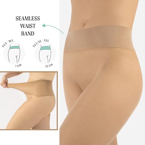 Image of CALZITALY Seamless Sheer Tights, Comfortable Waistband, 15 Denier Pantyhose Multi Colors Made in Italy