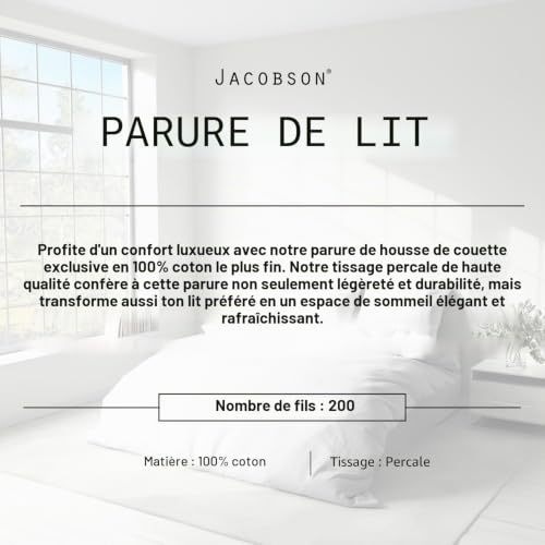 Housse de couette en percale JACOBSON gris clair pour chambre zen - 6