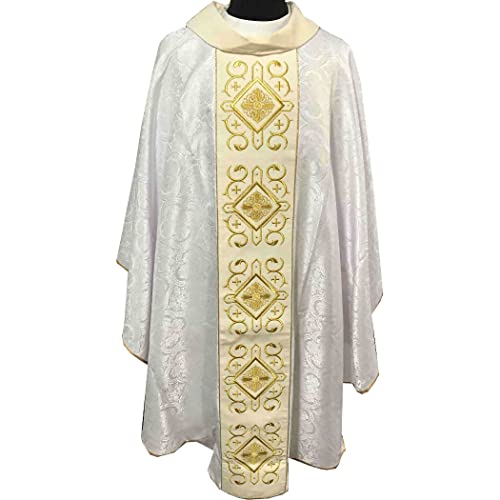 Chasuble avec cou et stolon en velours blanc de haute qualité M