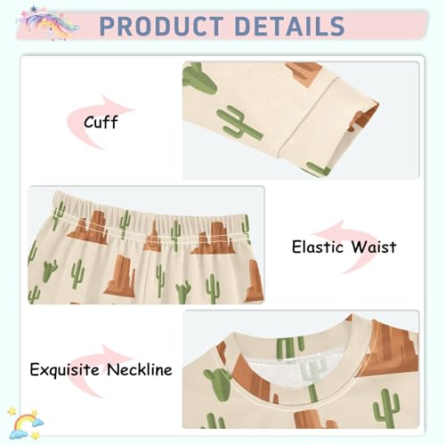 Pajama Sets Long Sleeve Desert Landscape Cacti Soft Comfy Sleepwear 2 Piece PJS 3-8T4