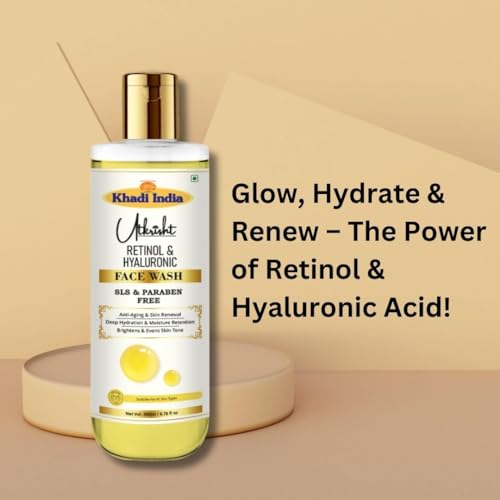 Image of Khadi Retinol & Hyaluronic Face Wash 200ml | Glowing & Hydrating | Supports Skin Renewal & Even Tone | Gentle Exfoliation | SLS & Paraben-Free | Face Wash for Men & Women | All Skin Types