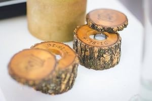 Elegant Natural Tree Wood Ring Holder with Rotating Top
