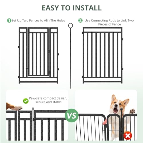 Image of Dog Fence Outdoor Indoor, 40 inch Inch Height 40 Panels Dog Playpen for Large /Medium /Small Dogs Metal Dog Pen for Yard Camping and RV | Black-Silver,Patented