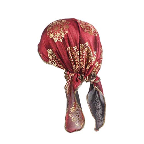 Preisvergleich Produktbild Mützen Kopfbedeckung Fashion Damen Elegante Blumen Jungen Schlafmütze Retro Bequem Freizeit Haube Schlupfmütze Caps (Color : Rot, Size : One Size)
