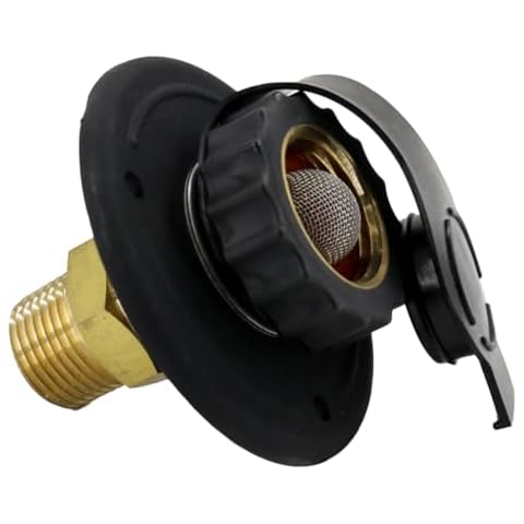 Himaweek RV Water Inlet Connection City Water Fill Inlet Flange Brass with Check Valve RV Water Hose Connector City Water Fill Flange City Water Hookup for Camper (Black) Cover