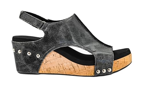 Image of Corkys Footwear Womens Carley Wedges, Featuring Corkys EVA Foam Cushioned Insoles, A 2.5 Inch Heel, Lightweight For All Day Wear, And Hook And Loop Closure